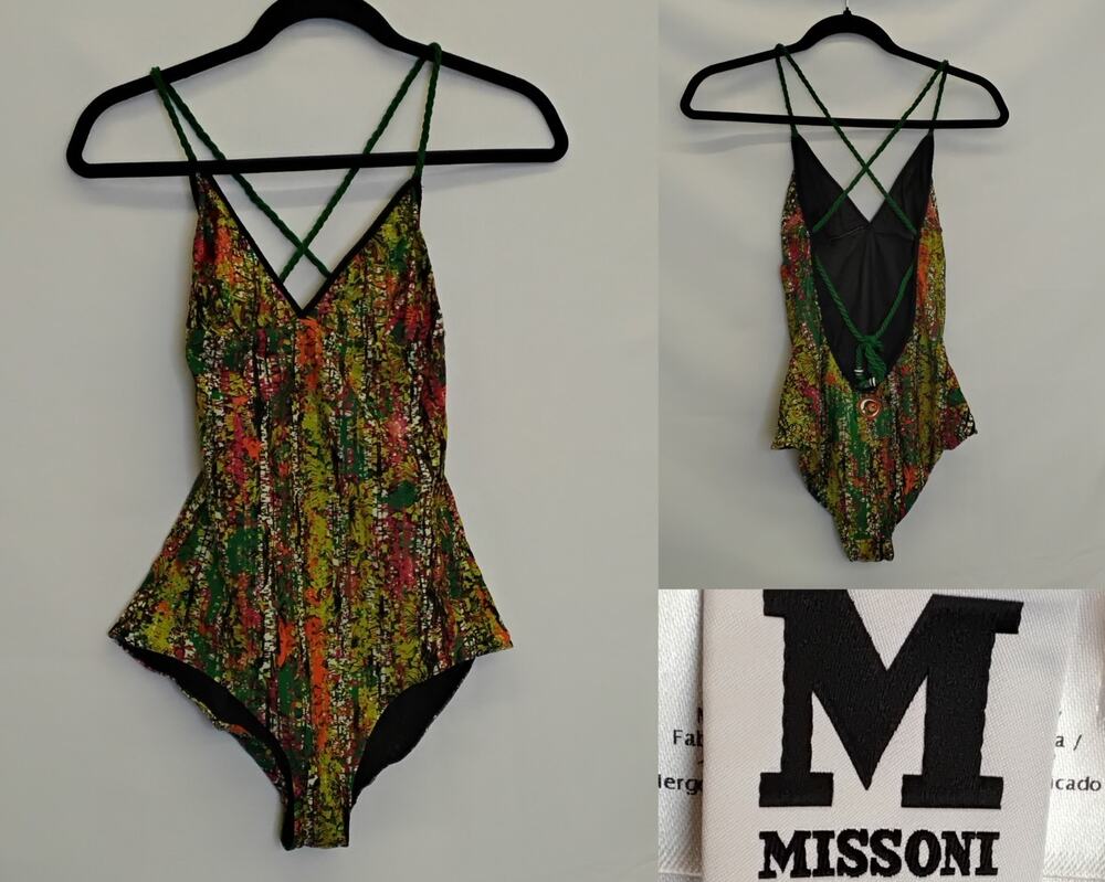Missoni One Piece Swimsuit Size 40 (S) Abstract Pattern Multicolor Green #W5195